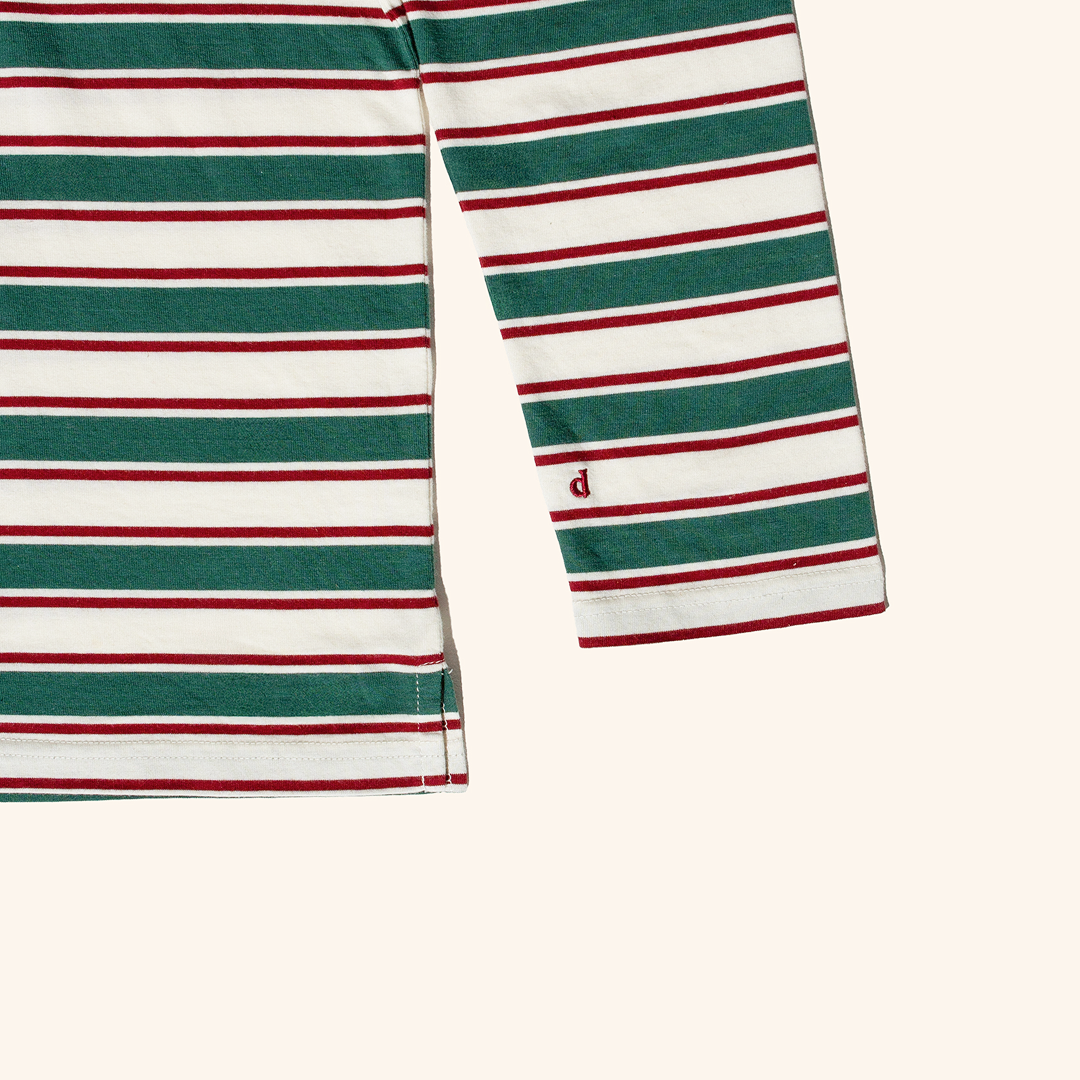 Striped Polo Shirt Set in Dark Green/Bordeaux