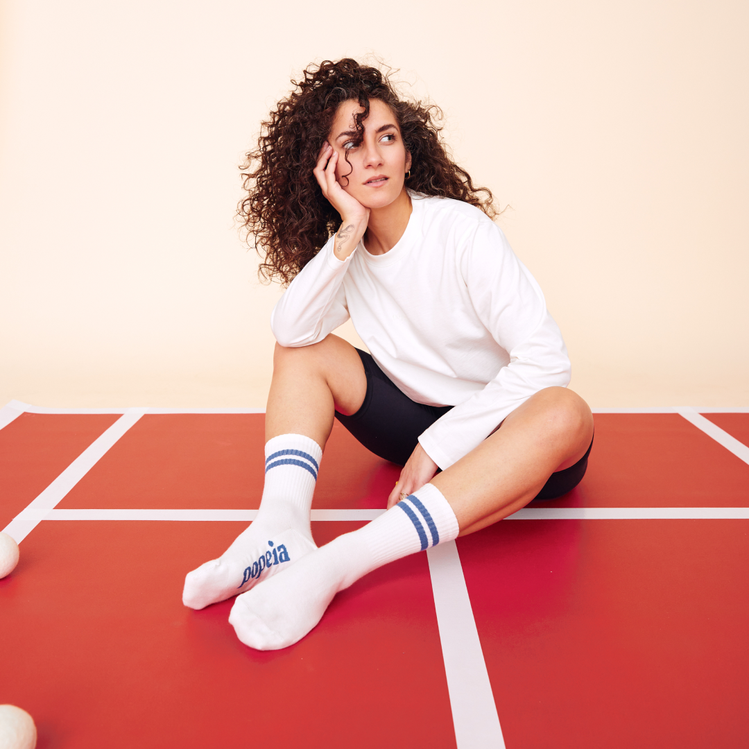 The Tennis - Organic Cotton Socks with Blue Stripes