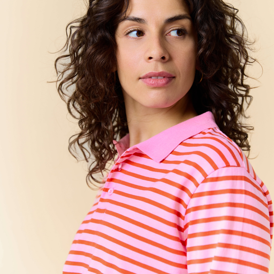 Poloshirt Gestreift im Set in Pink/Rot