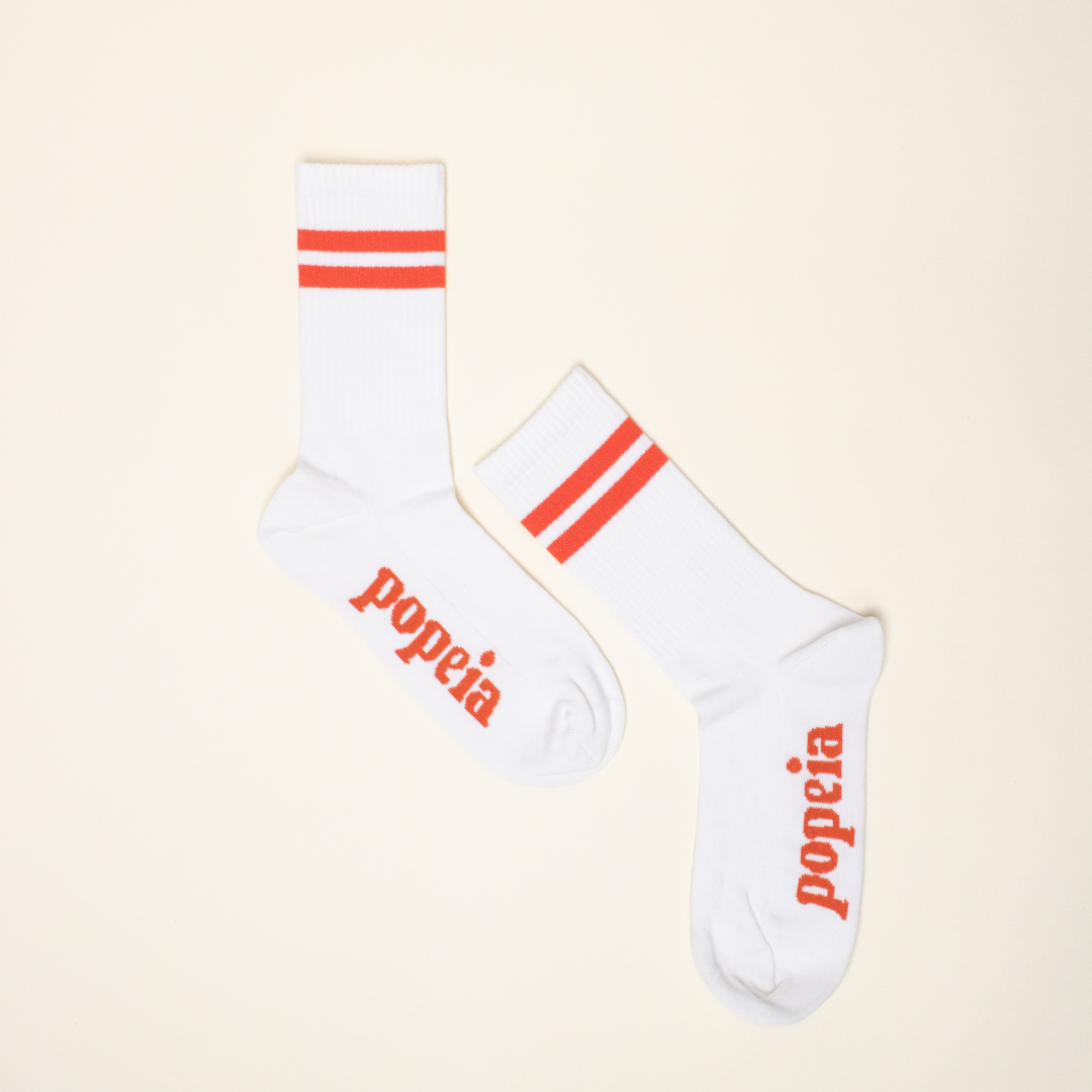 The Tennis - Socken aus Bio-Baumwolle mit popeia Roten Streifen (100% off)