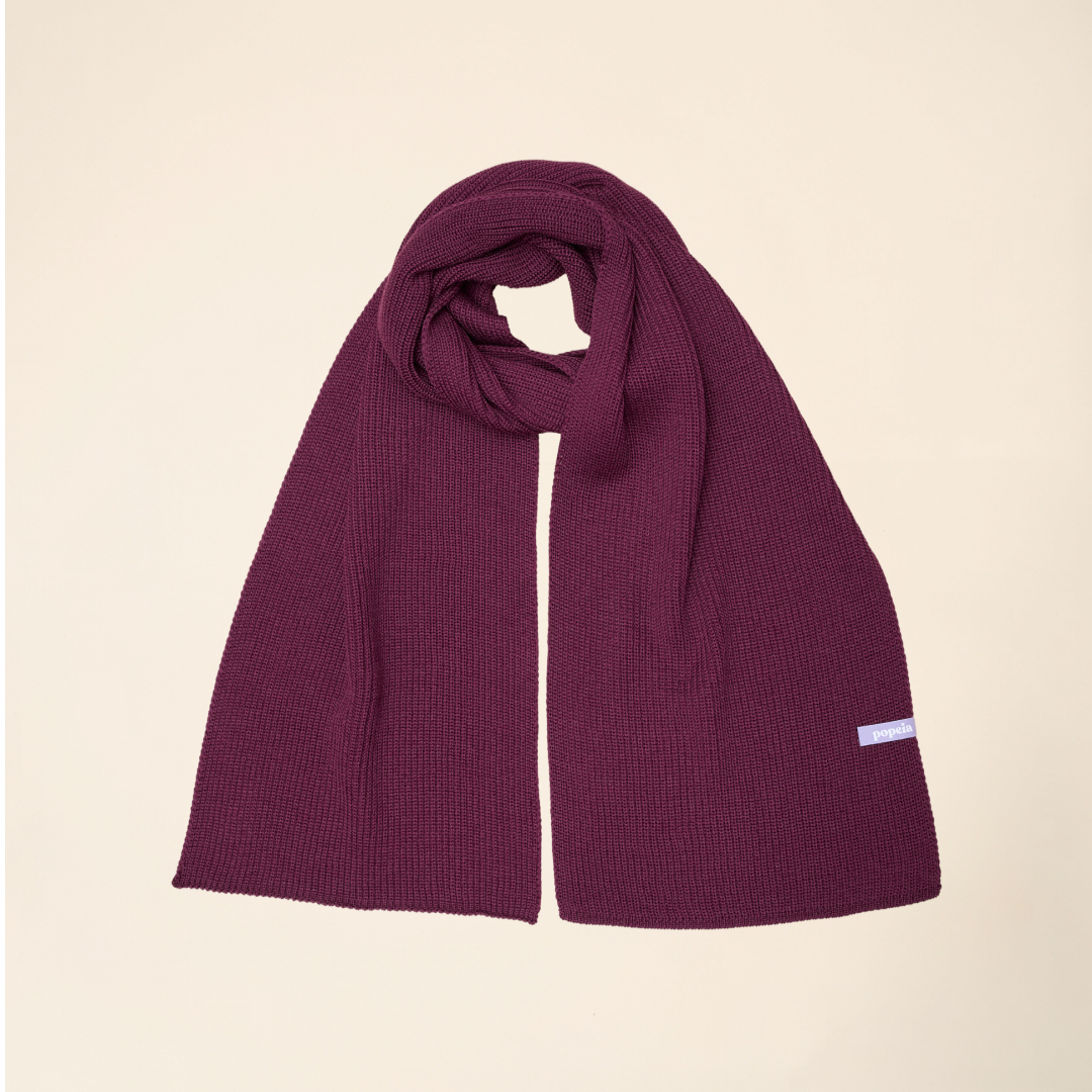 Merino Wool Scarf - Aubergine