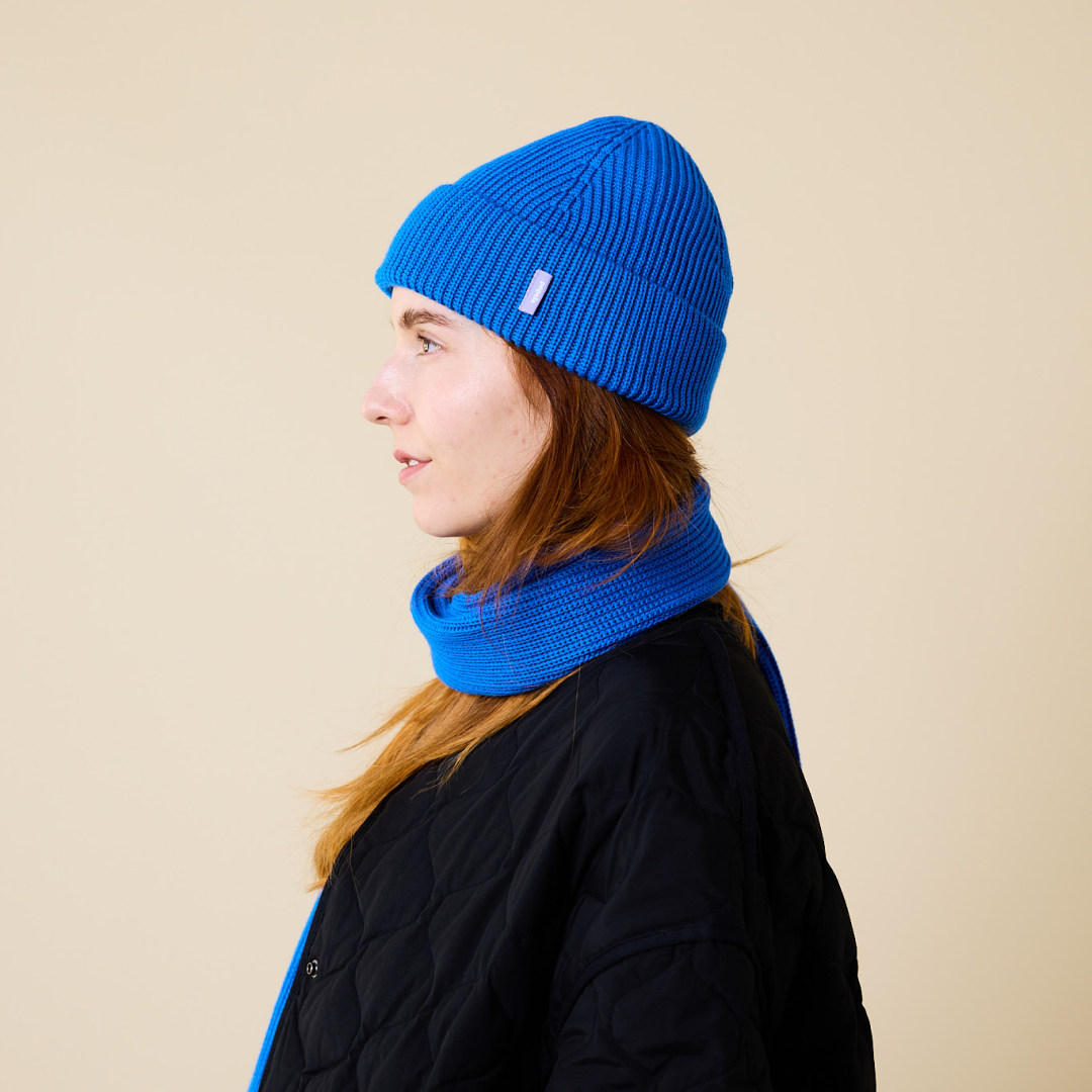 Beanie & Schal im Set - Blau