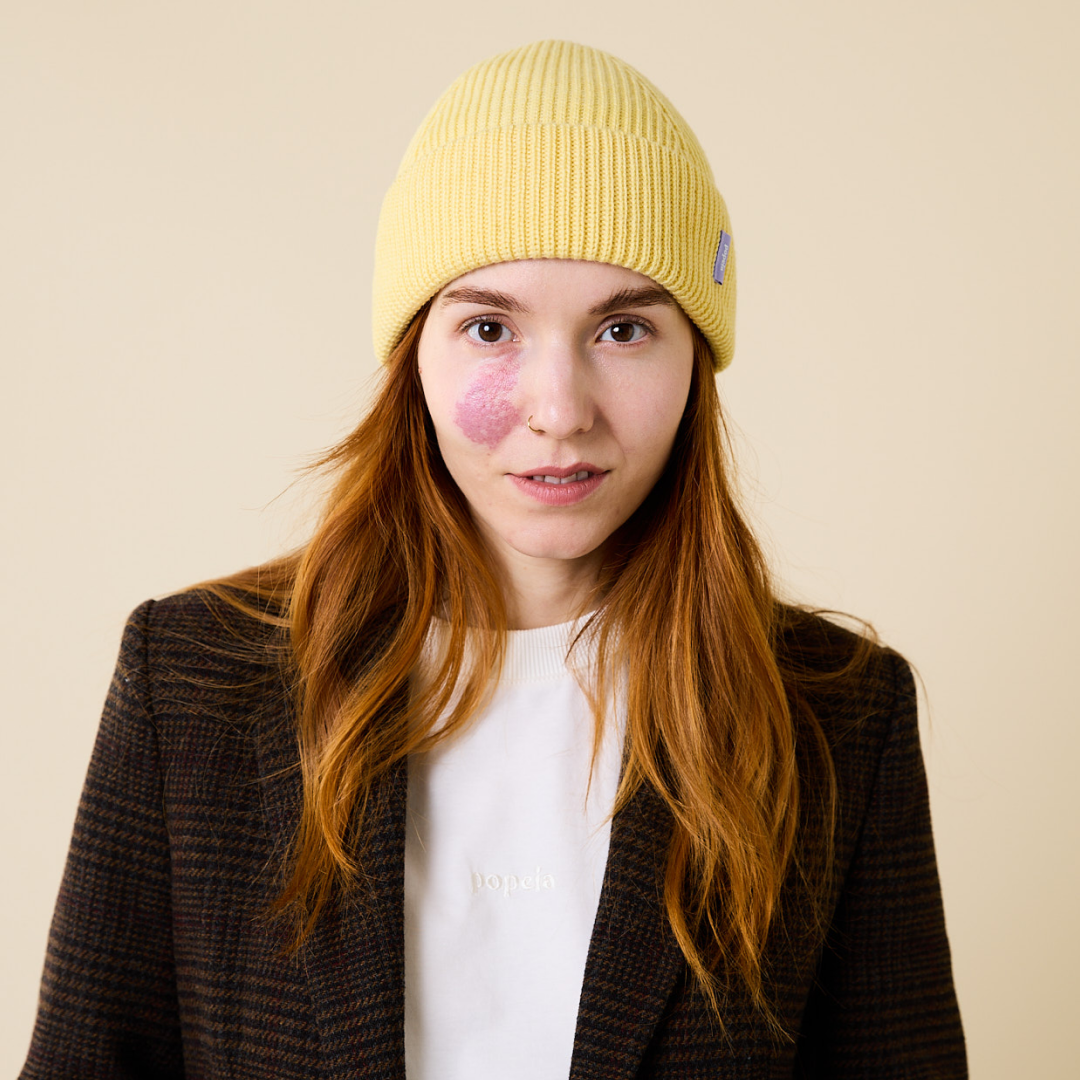 Beanie & Schal im Set - Hellgelb