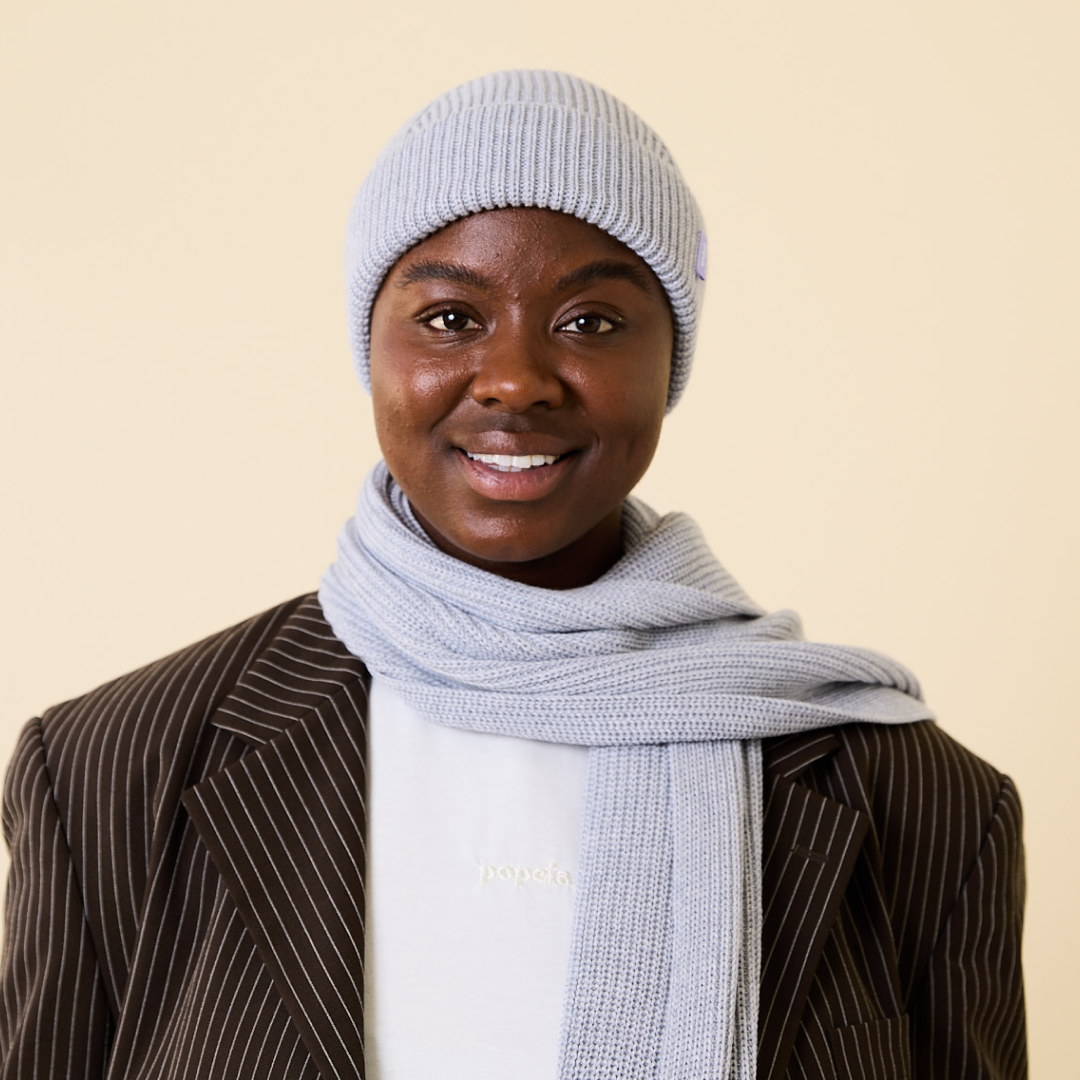 Beanie & Schal im Set - Grau