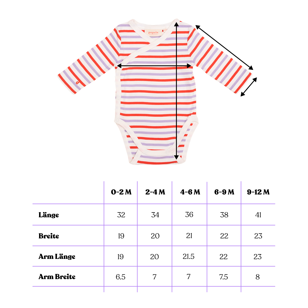 Baby Body Gestreift aus Bio-Baumwolle in Pink/Rot
