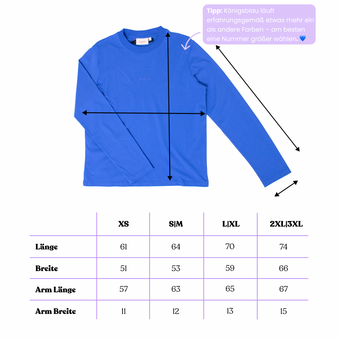 Langarmshirt aus Bio-Baumwolle in Königsblau