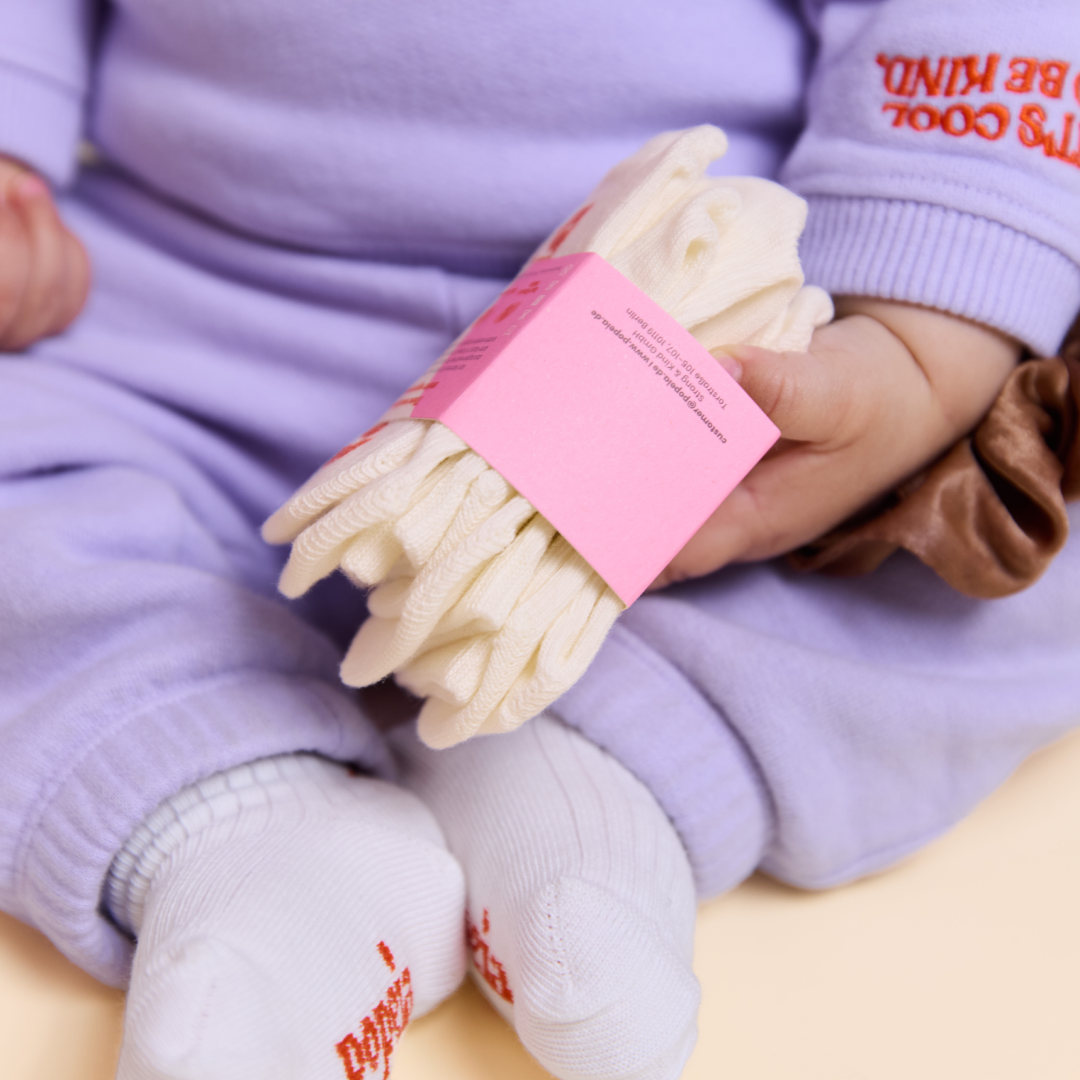Matching Mama - 6er-Set (The Casual Ankle): Socken aus Bio-Baumwolle in Off-White