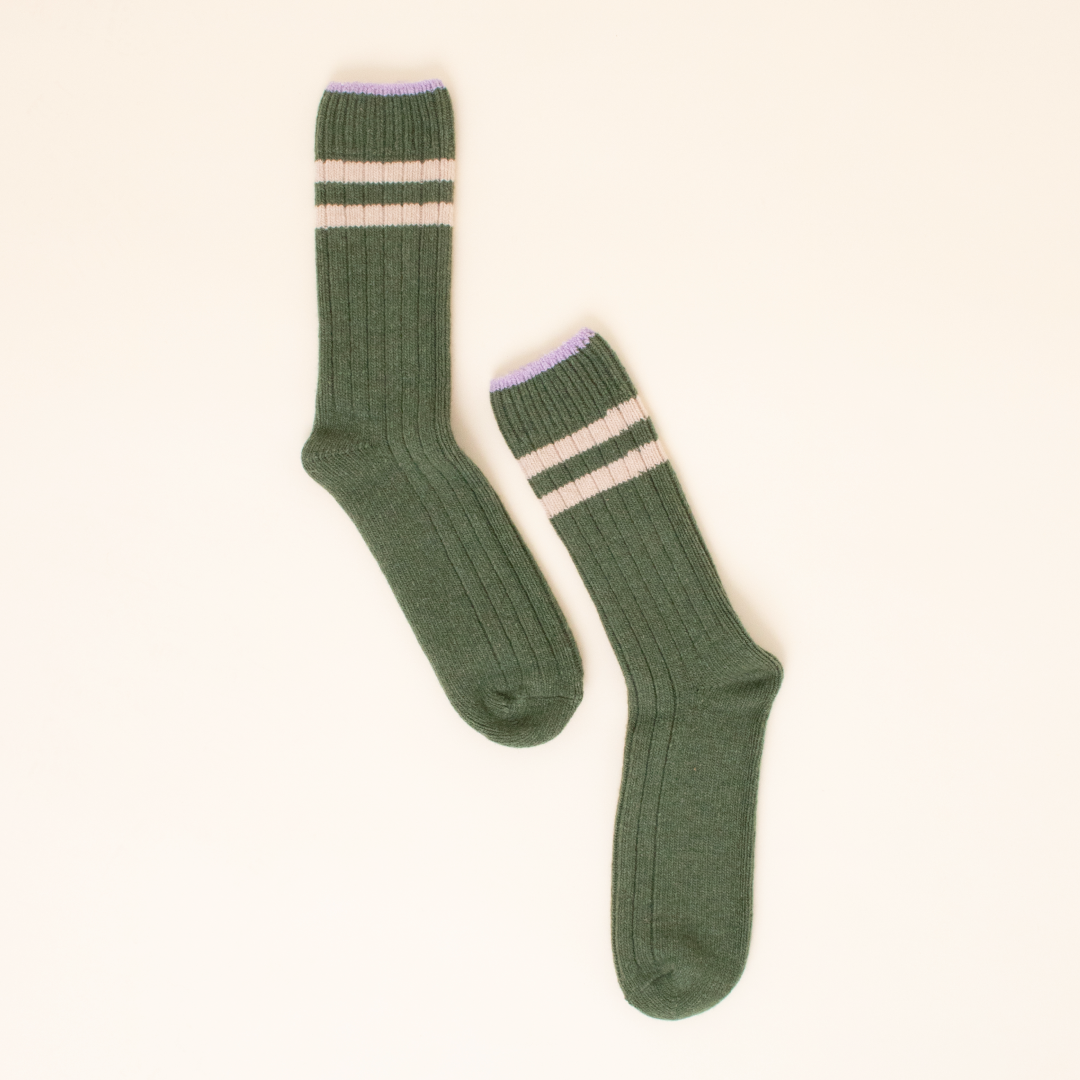 Dicke Stricksocken 3er Set - Grau/Grün/Königsblau