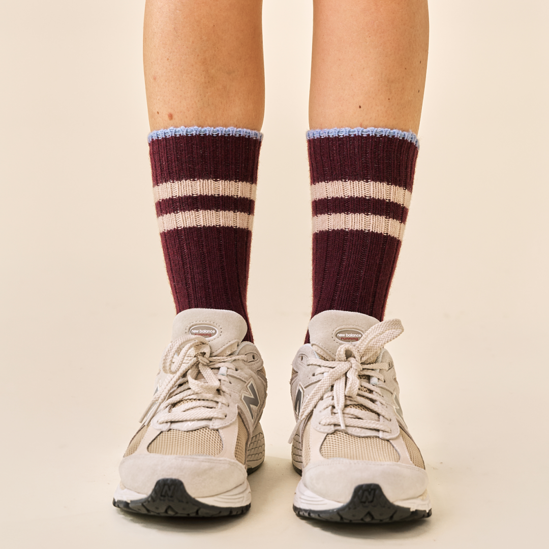 Knitted Wool Socks in Aubergine