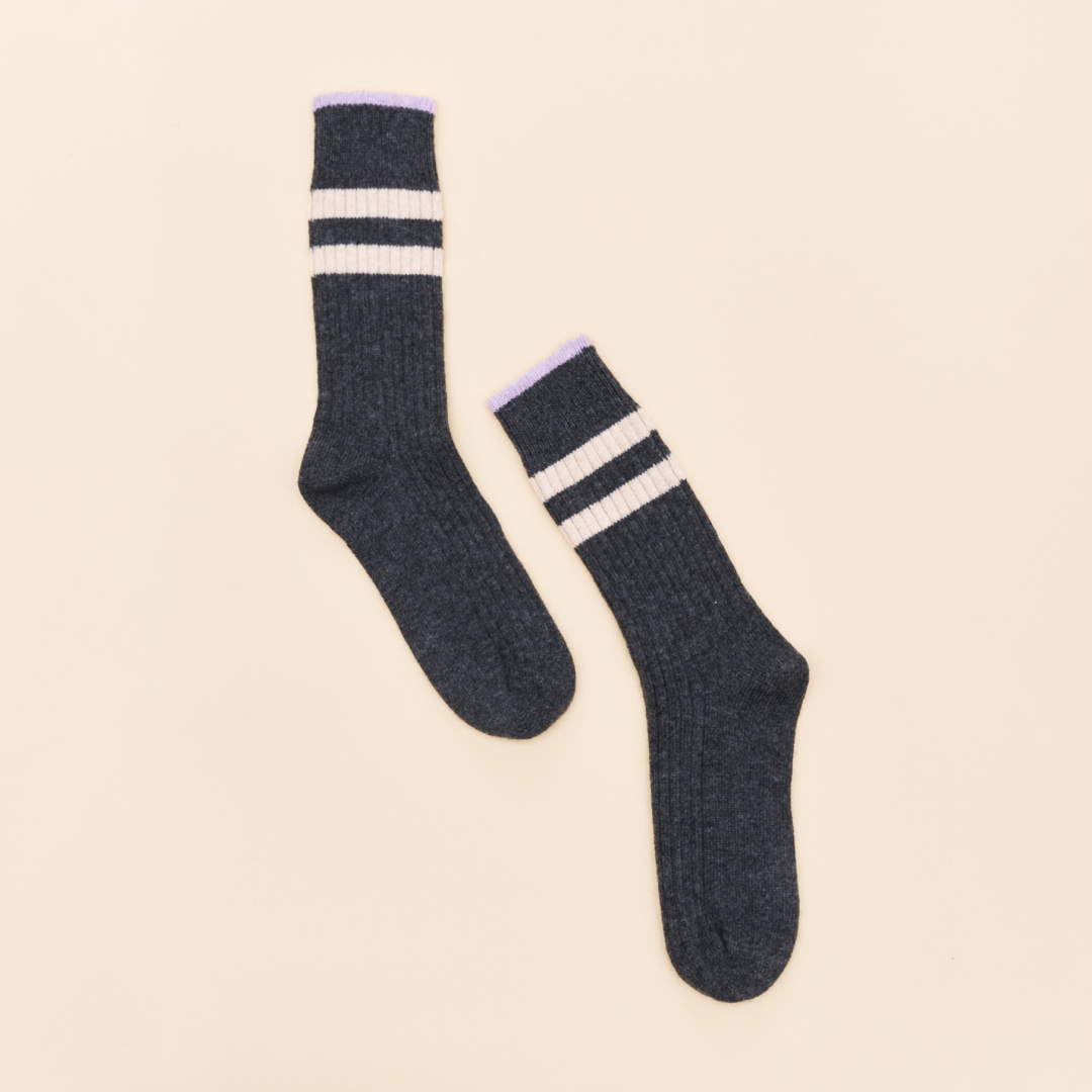 Thin Knitted Wool Socks in Grey