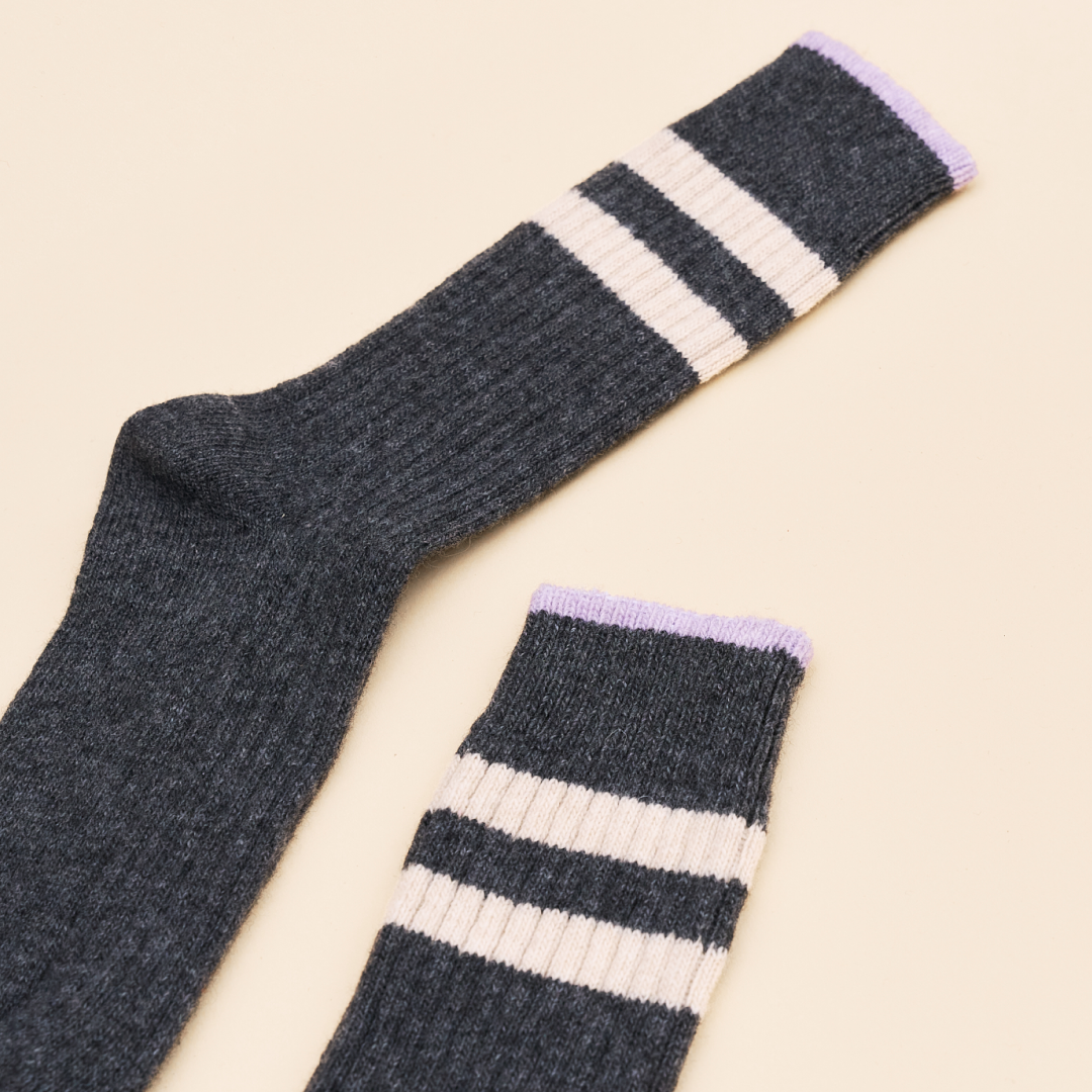 Thin Knitted Wool Socks in Grey