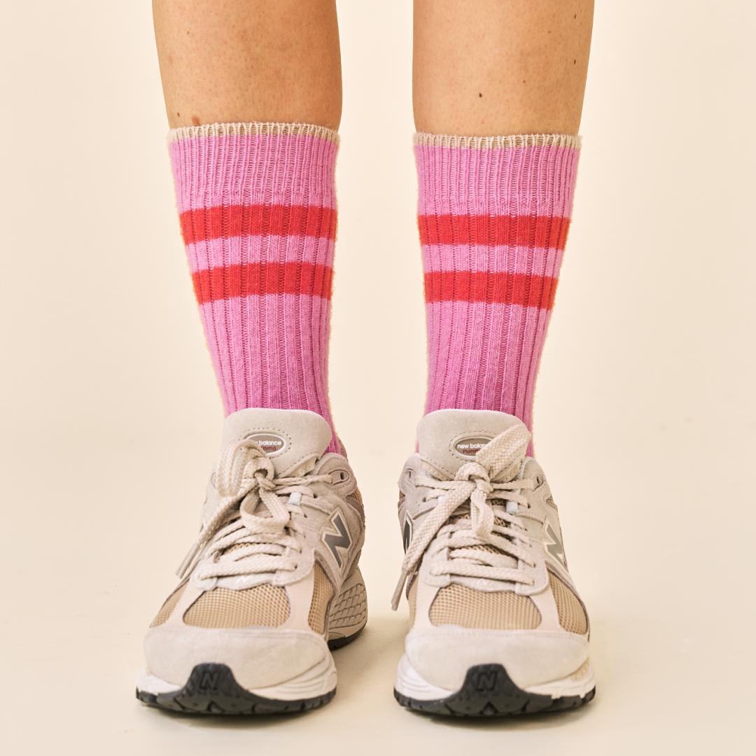 Thin Knitted Wool Socks in Pink