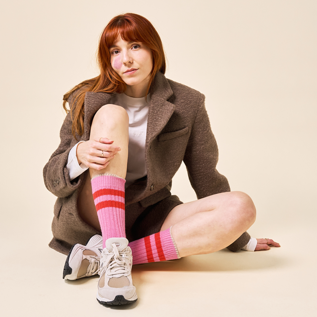 Thin Knitted Wool Socks in Pink