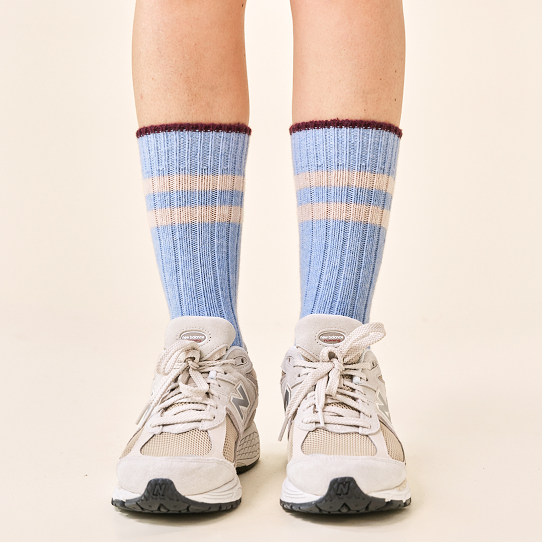Knitted Wool Socks in Light Blue