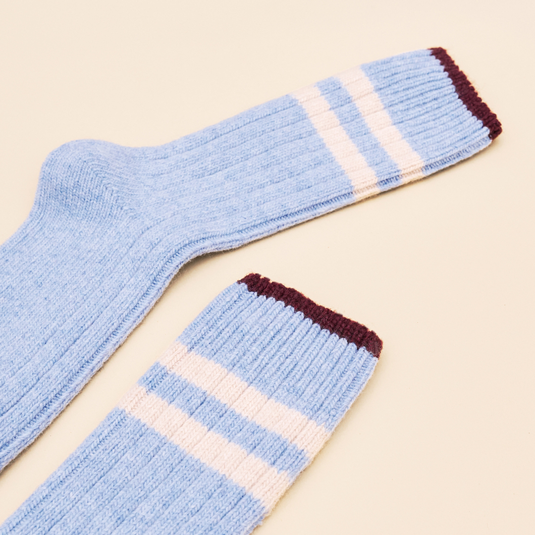 Knitted Wool Socks in Light Blue