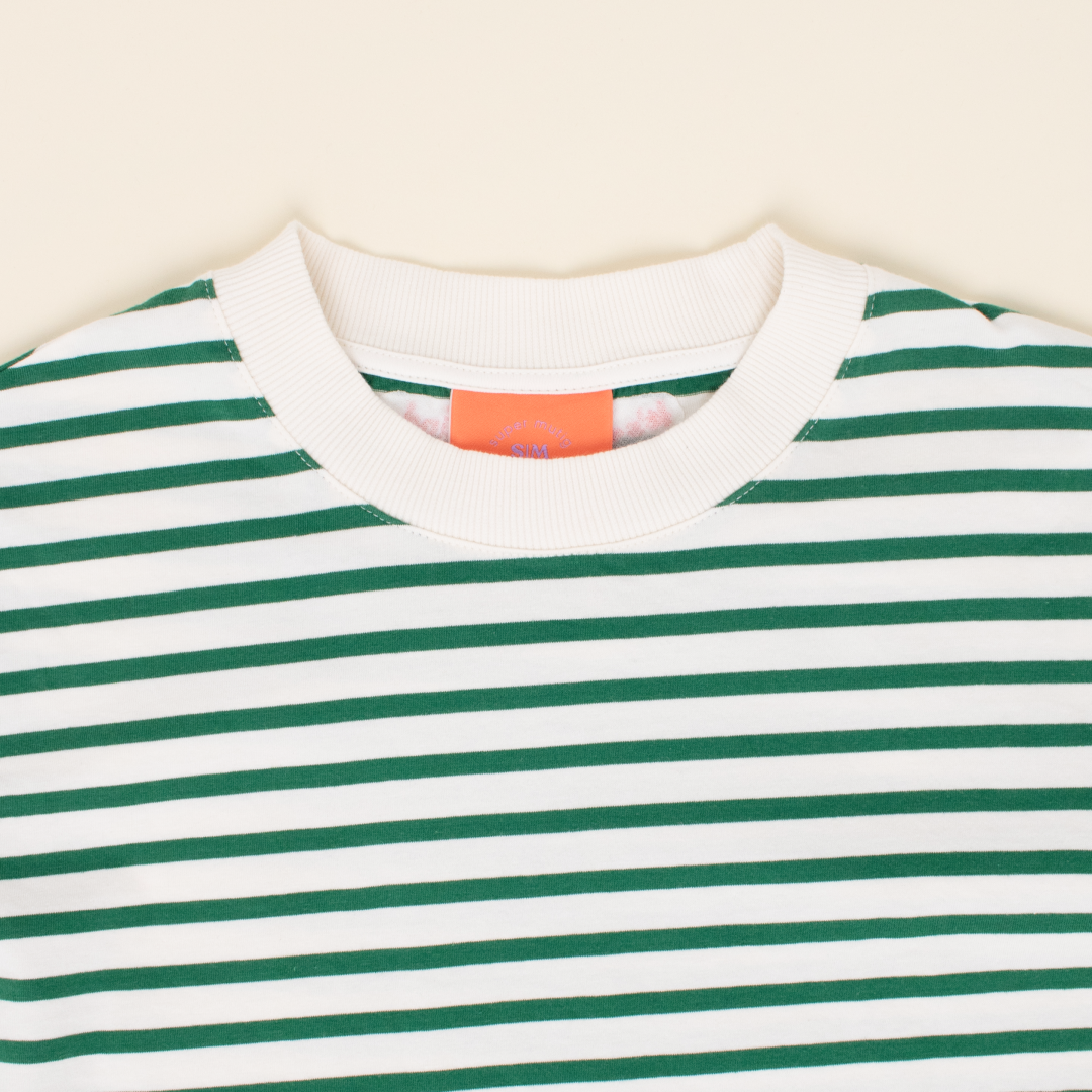 T-Shirt Set Gestreift in Grün/Weiß