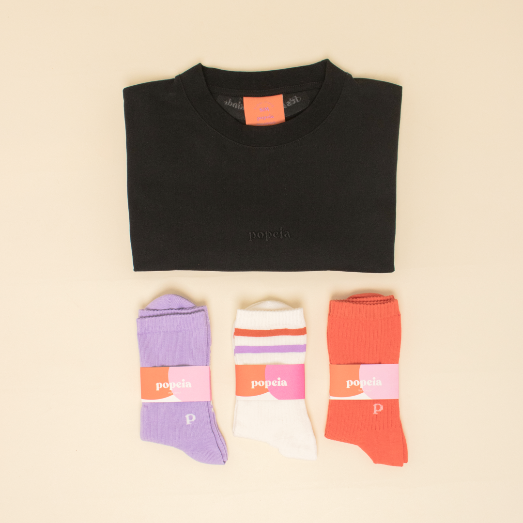 T-Shirt Set in Schwarz