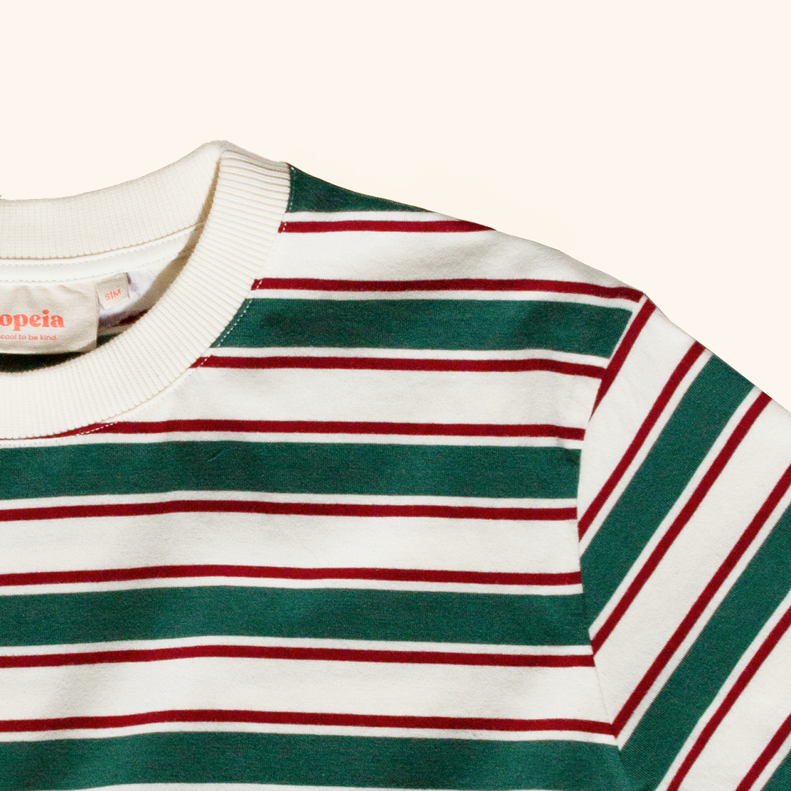 T-Shirt Gestreift aus Bio-Baumwolle in Dunkelgrün/Bordeaux