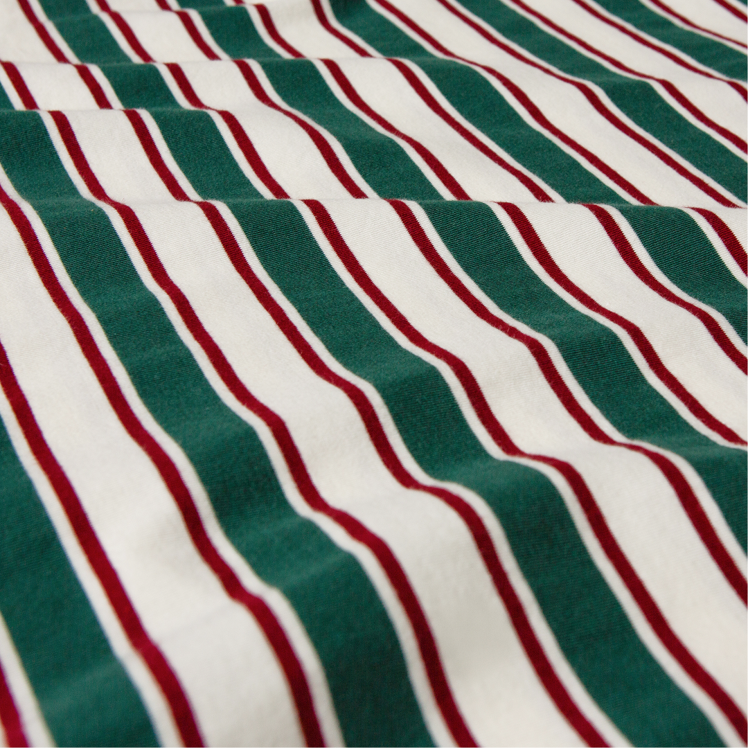 T-Shirt Gestreift aus Bio-Baumwolle in Dunkelgrün/Bordeaux