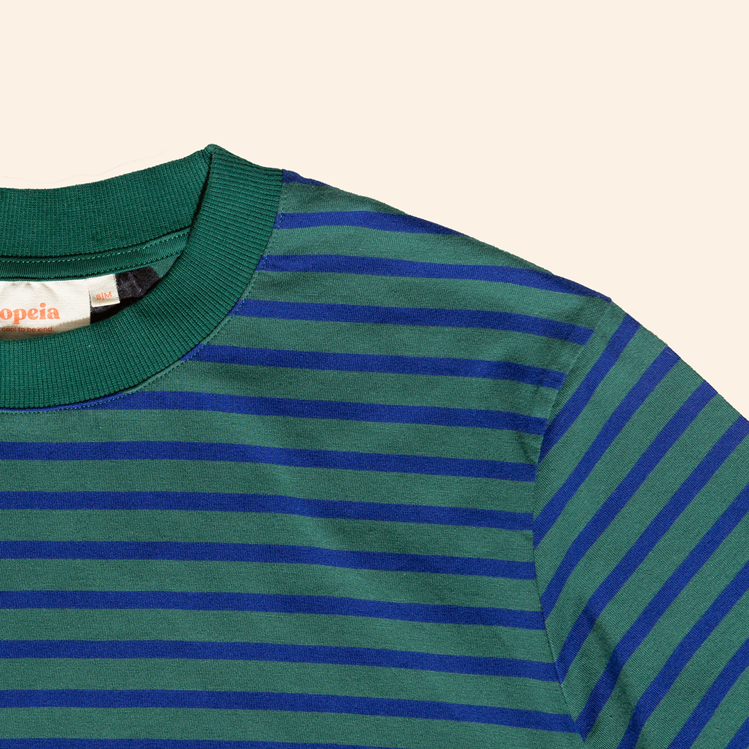 T-Shirt Set Gestreift in Dunkelgrün/Blau