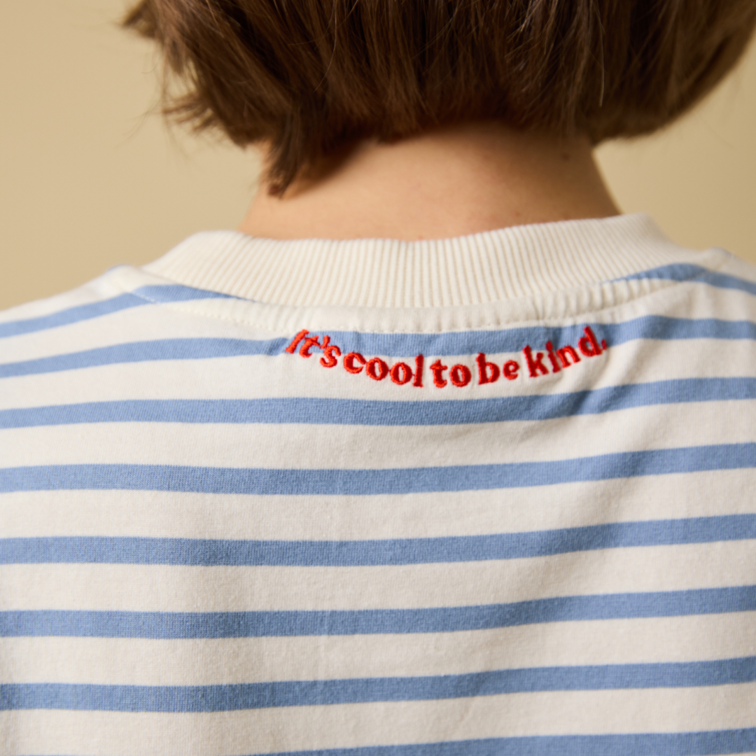 T-Shirt Set Gestreift in Eisblau/Off-White