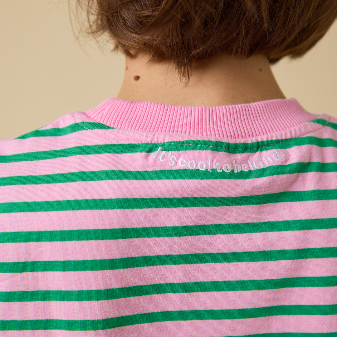 T-Shirt Set Gestreift in Pink/Grün