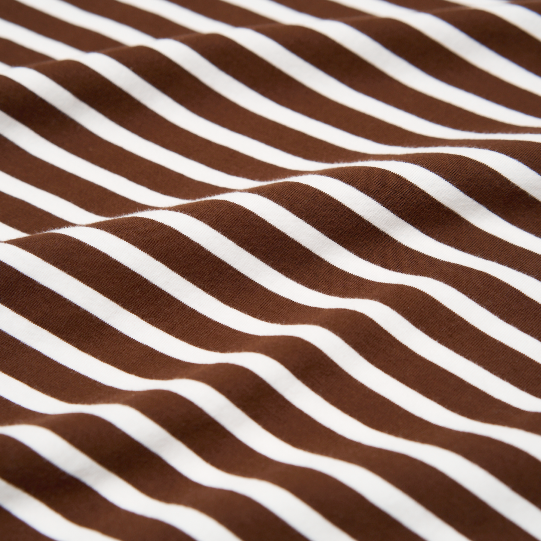Organic Cotton T-Shirt (Striped) in Brown/Off-White