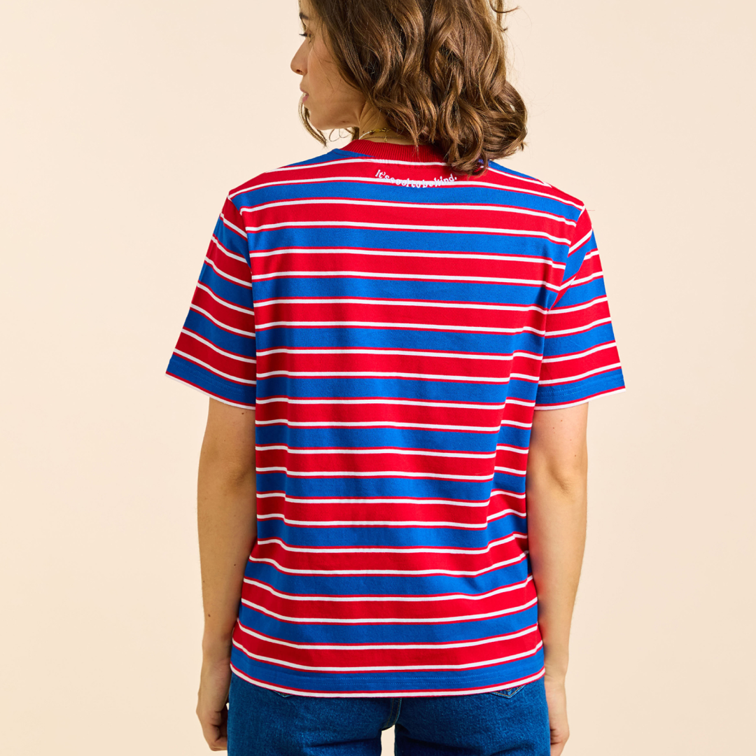 T-Shirt Gestreift aus Bio-Baumwolle in Rot/Blau