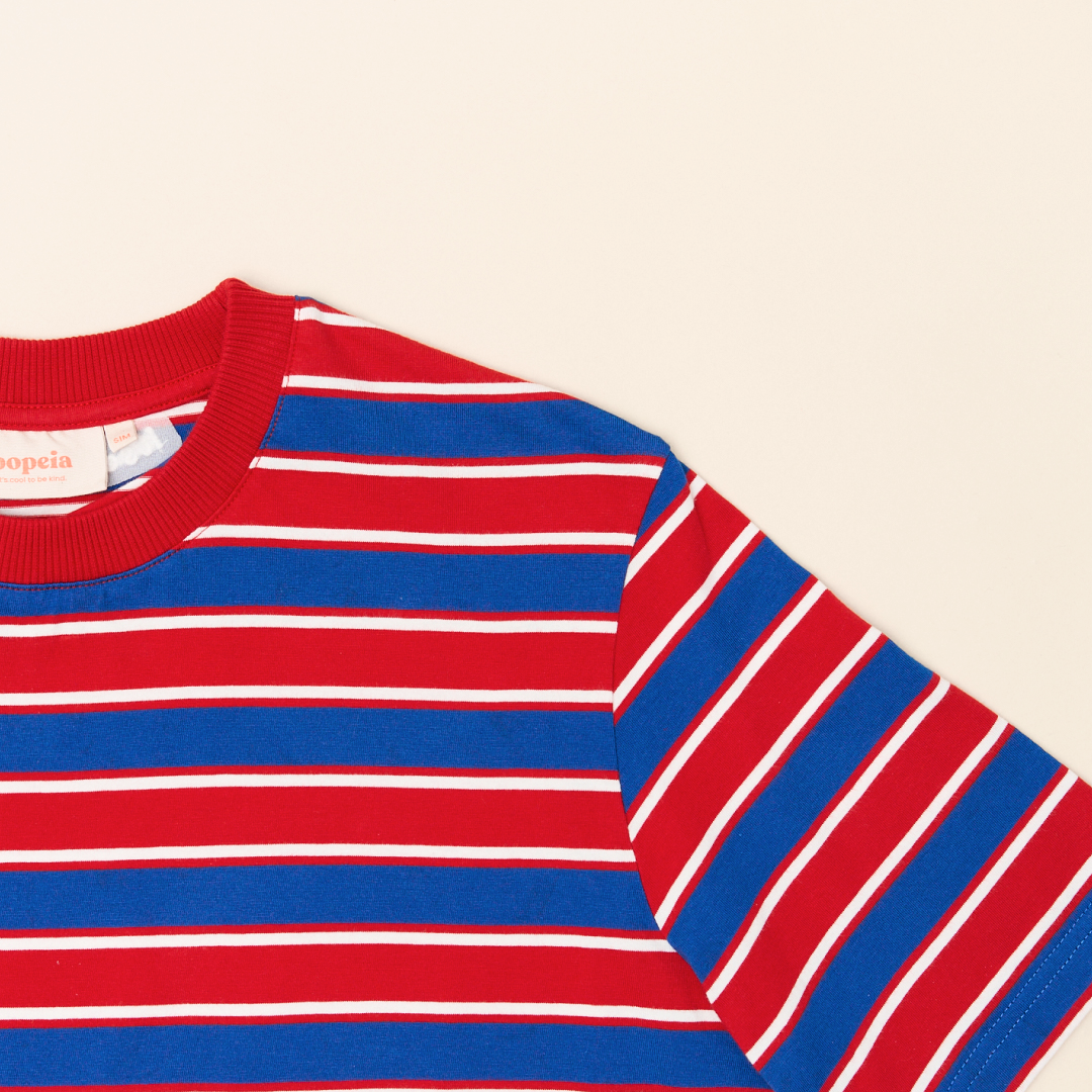 T-Shirt Gestreift aus Bio-Baumwolle in Rot/Blau