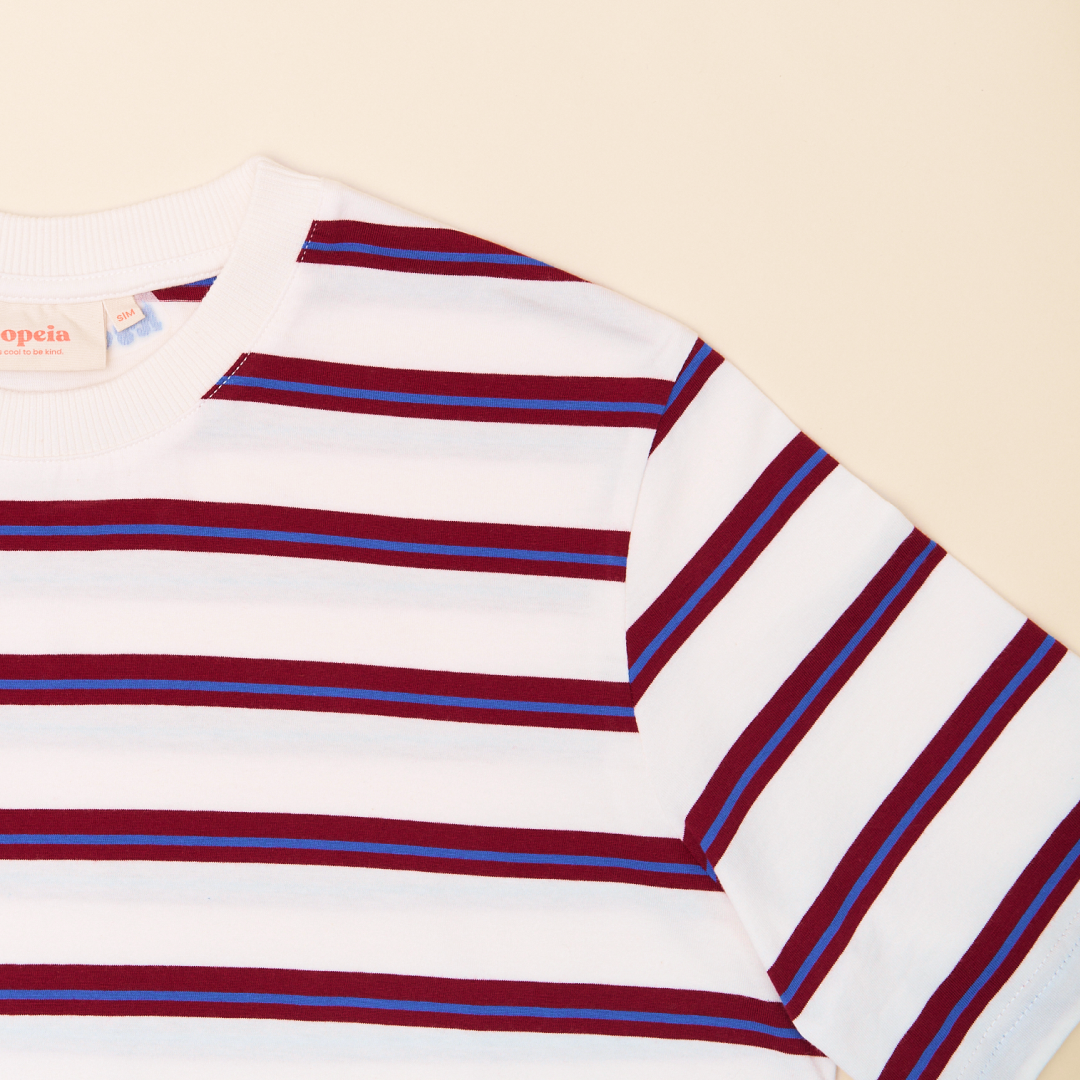 T-Shirt Gestreift aus Bio-Baumwolle in Königsblau/Rot