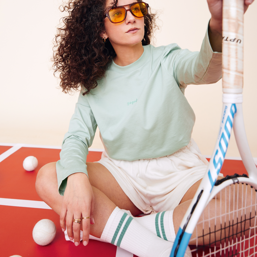 The Tennis - Socken aus Bio-Baumwolle mit Grünen Streifen