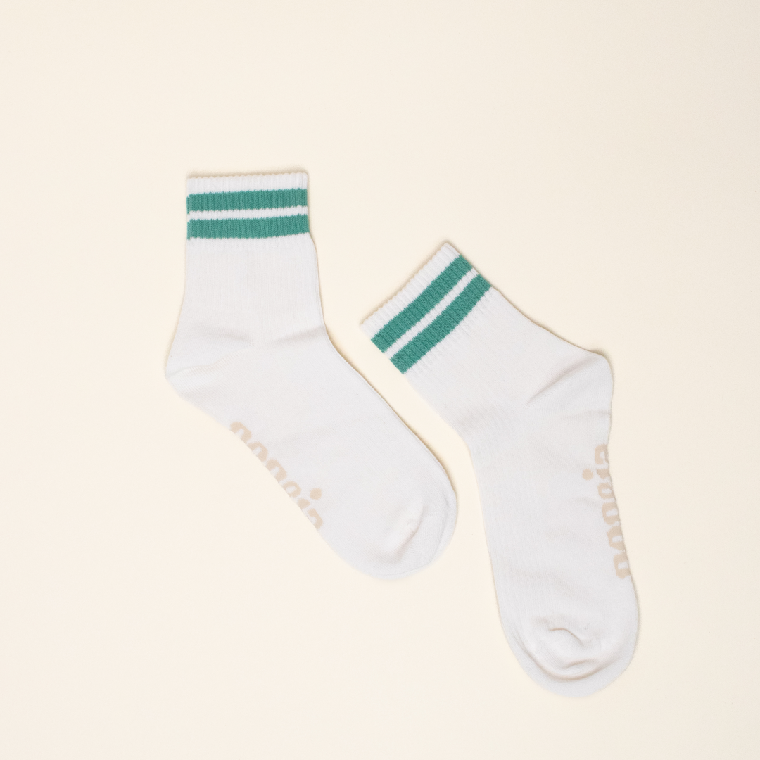 The Tennis - Ankle Socken aus Bio-Baumwolle mit Grünen Streifen