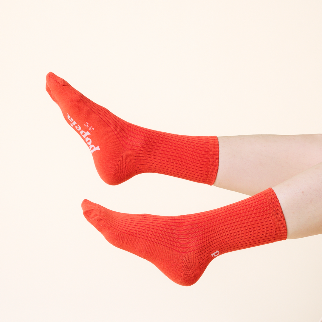 The Casual - Socken aus Bio-Baumwolle in Aperol Rot