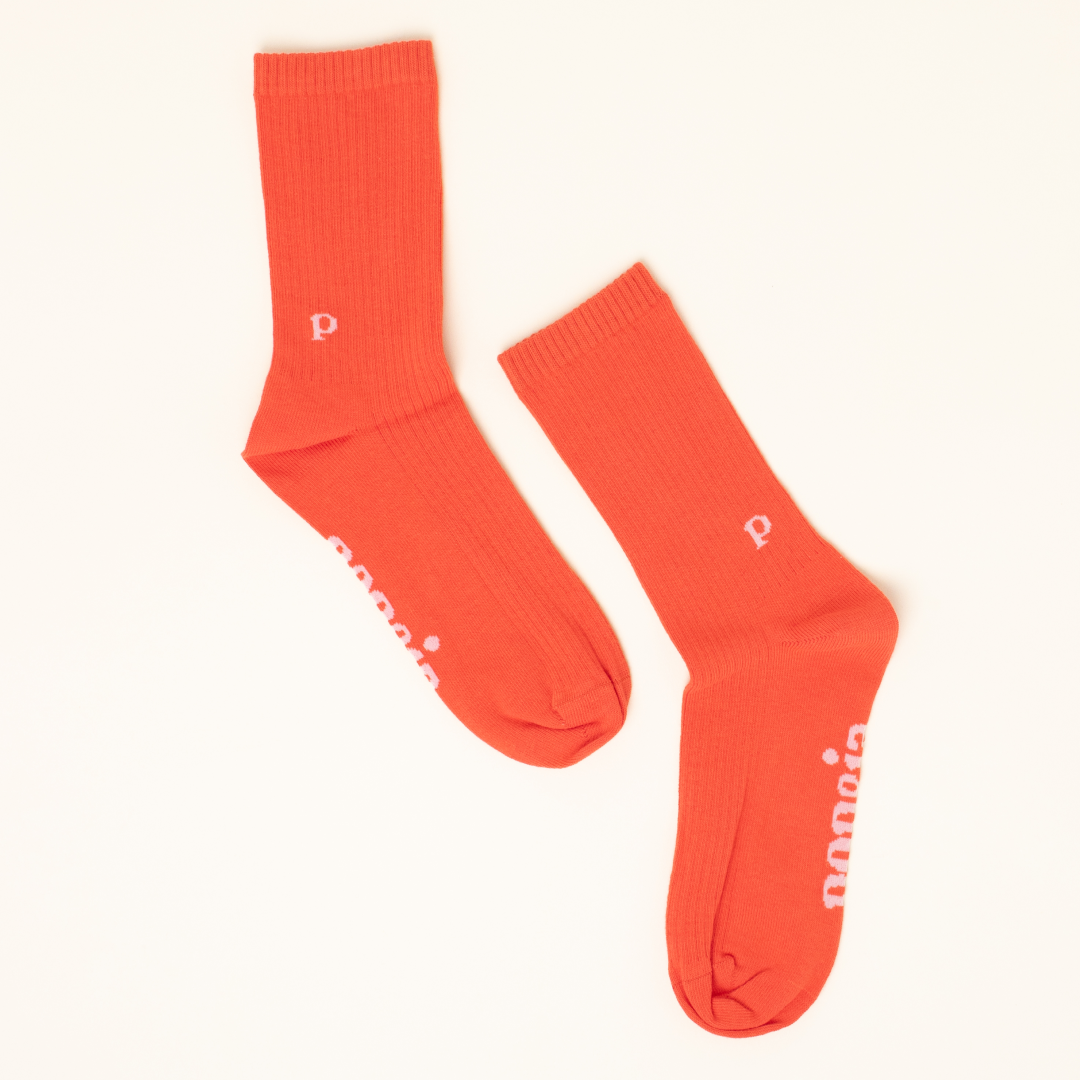 The Casual - Socken aus Bio-Baumwolle in Aperol Rot (100% off)