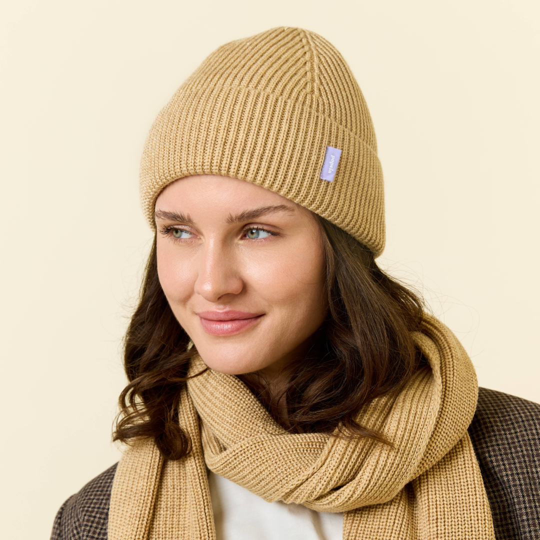 Beanie aus Merinowolle - Beige