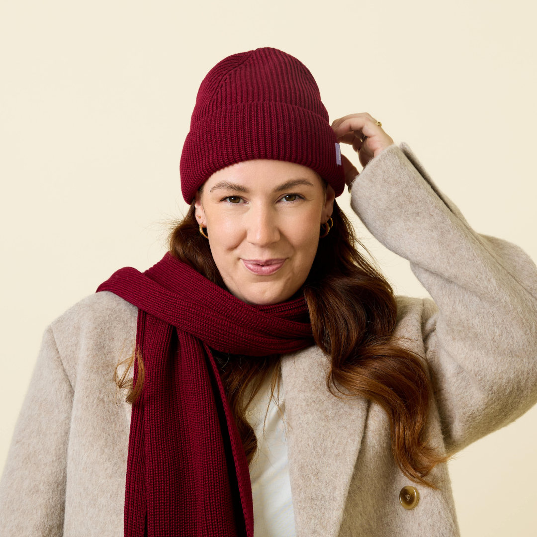 Merino Wool Beanie - Bordeaux
