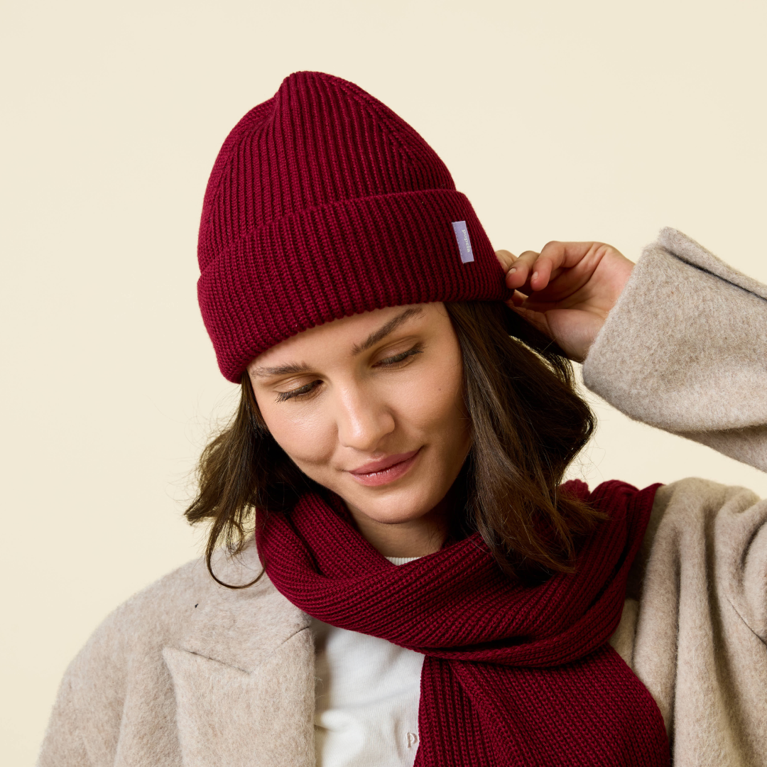 Beanie aus Merinowolle - Bordeaux