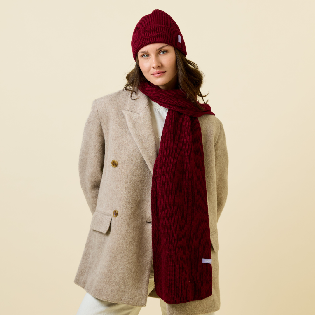 Beanie & Scarf Set - Bordeaux