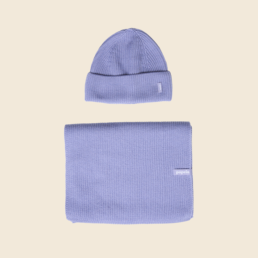 Beanie & Schal im Set - Lila