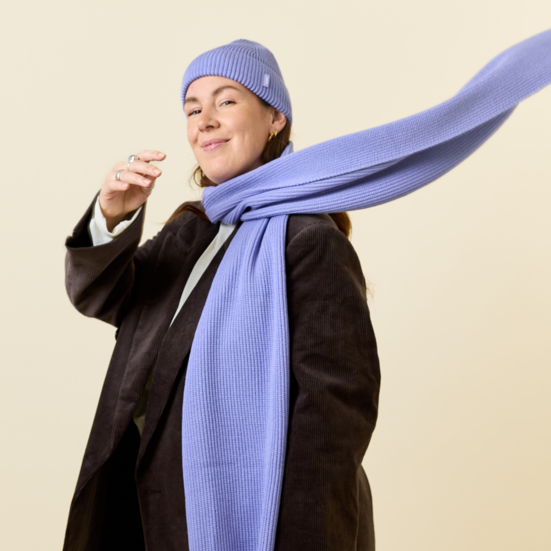 Beanie & Schal im Set - Lila