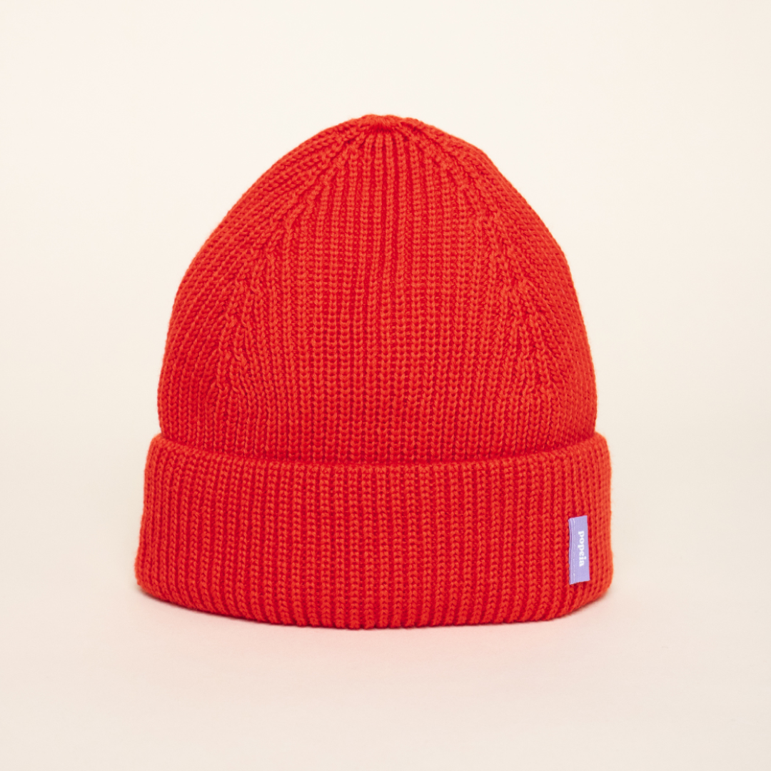 Beanie & gestreifter Schal im Set - Rot