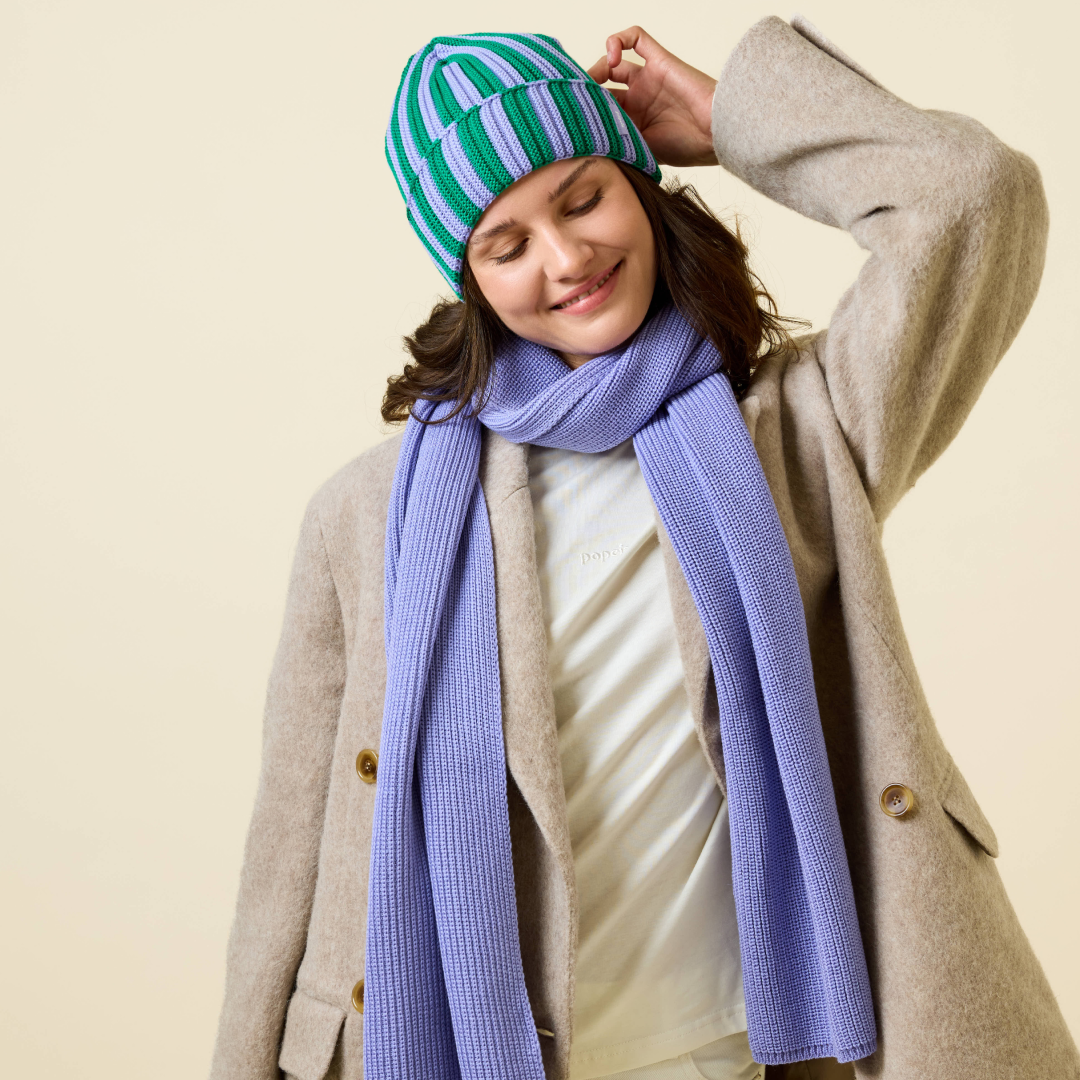 Special Beanie & Schal im Set - Lila