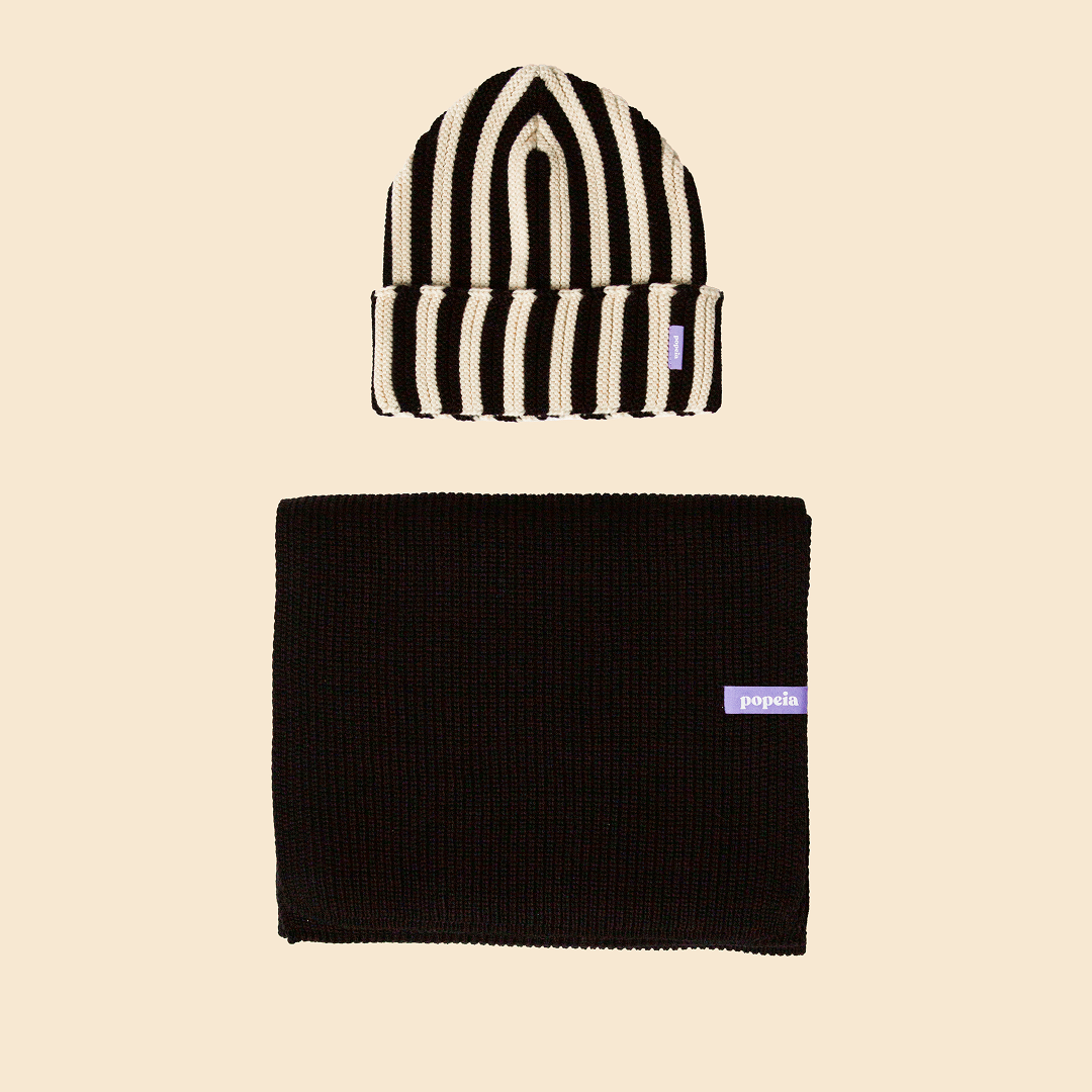 Special Beanie & Schal im Set - Schwarz