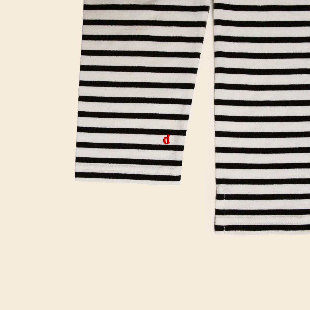 Striped Polo Shirt Set in Black/Off-White