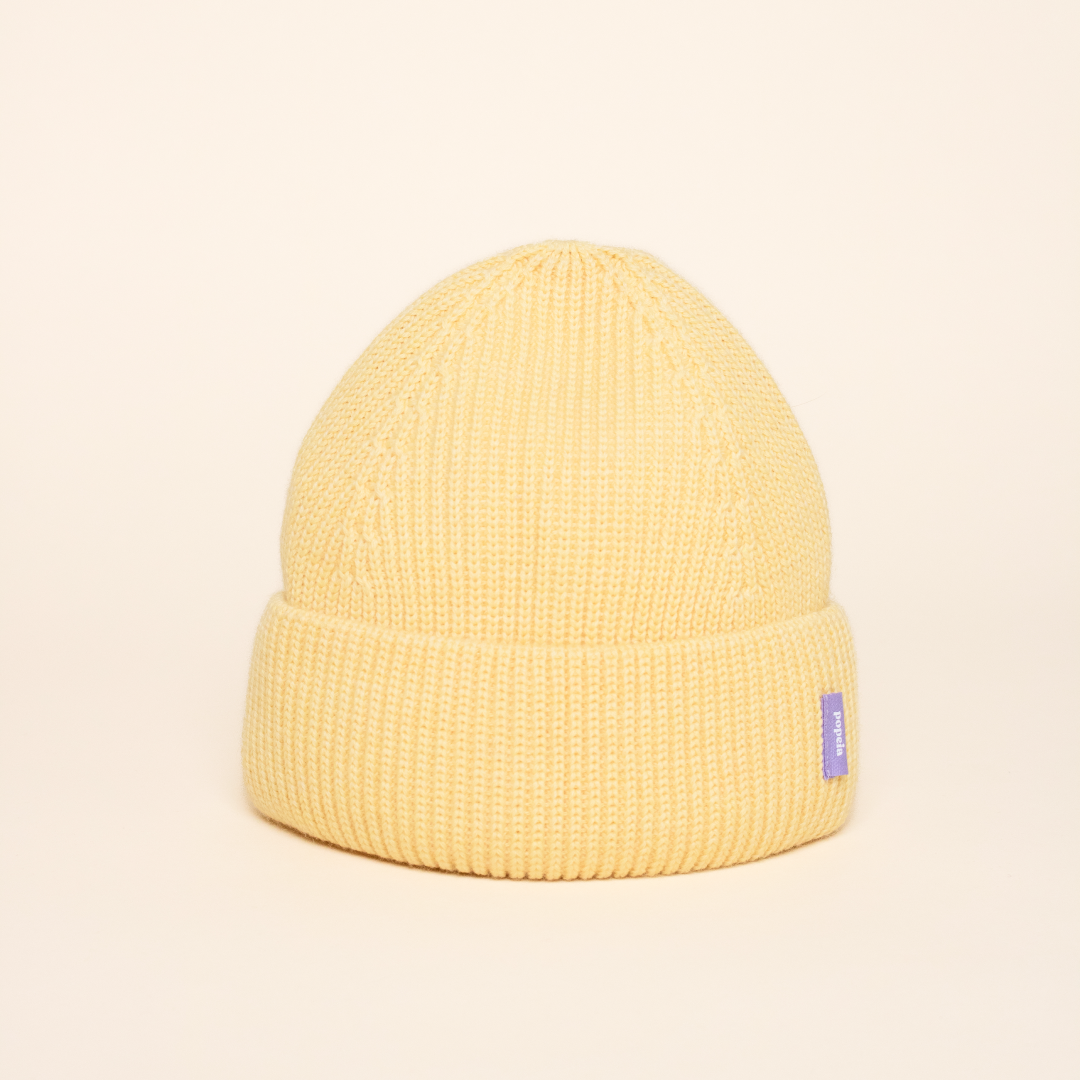 Beanie aus Merinowolle - Hellgelb