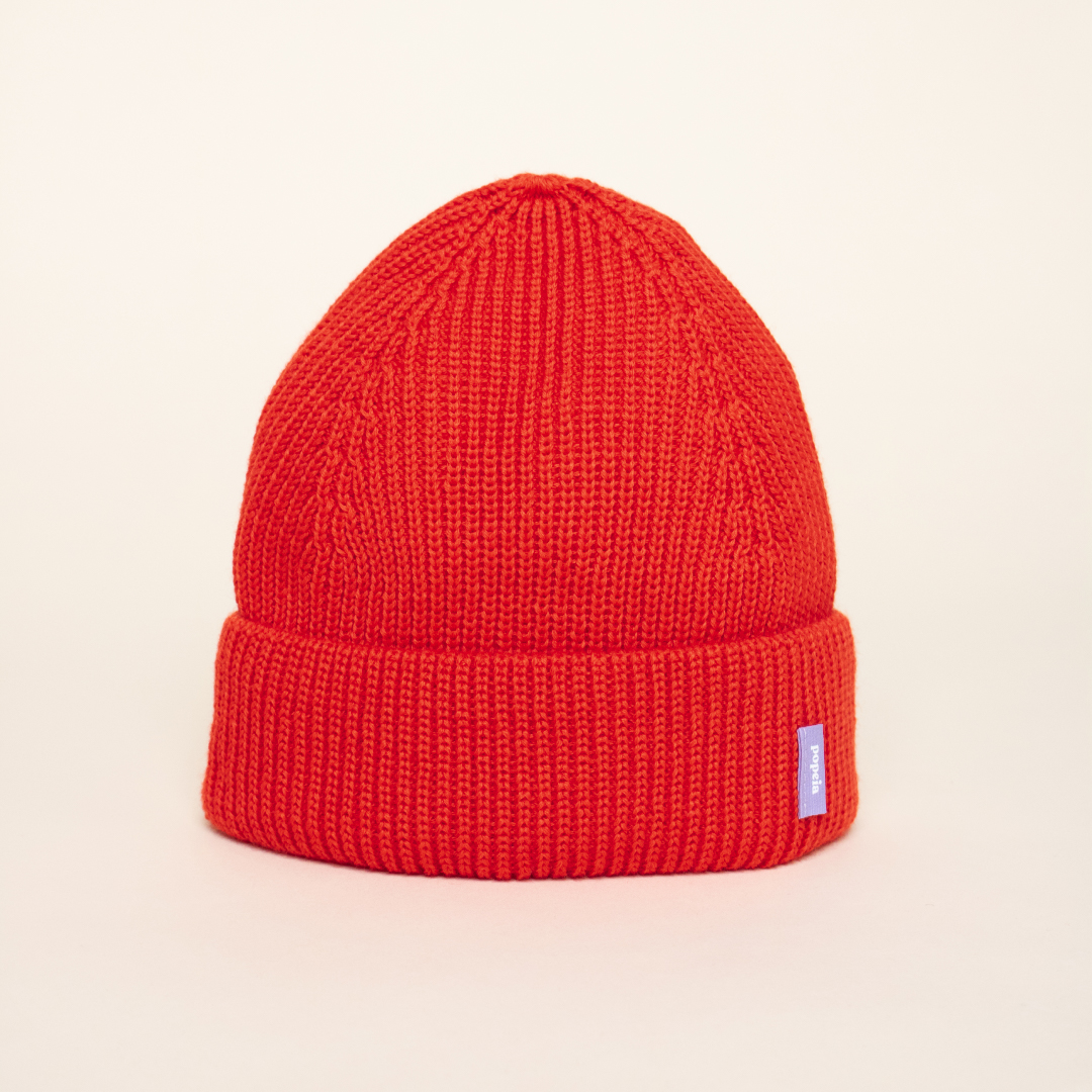 Beanie aus Merinowolle - Popeia Rot