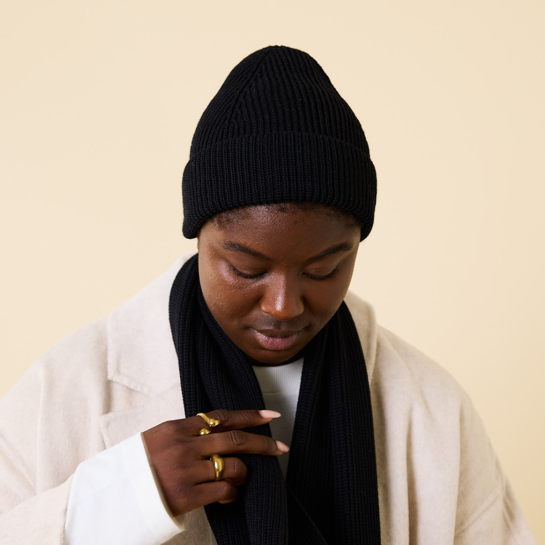 Merino Wool Beanie - Black