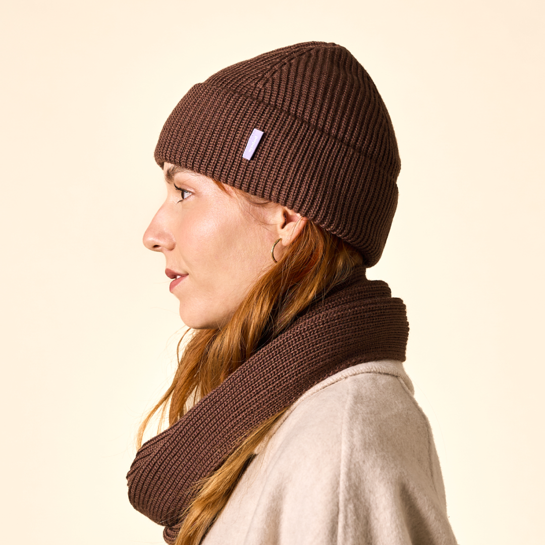 Merino Wool Beanie - Dark Brown