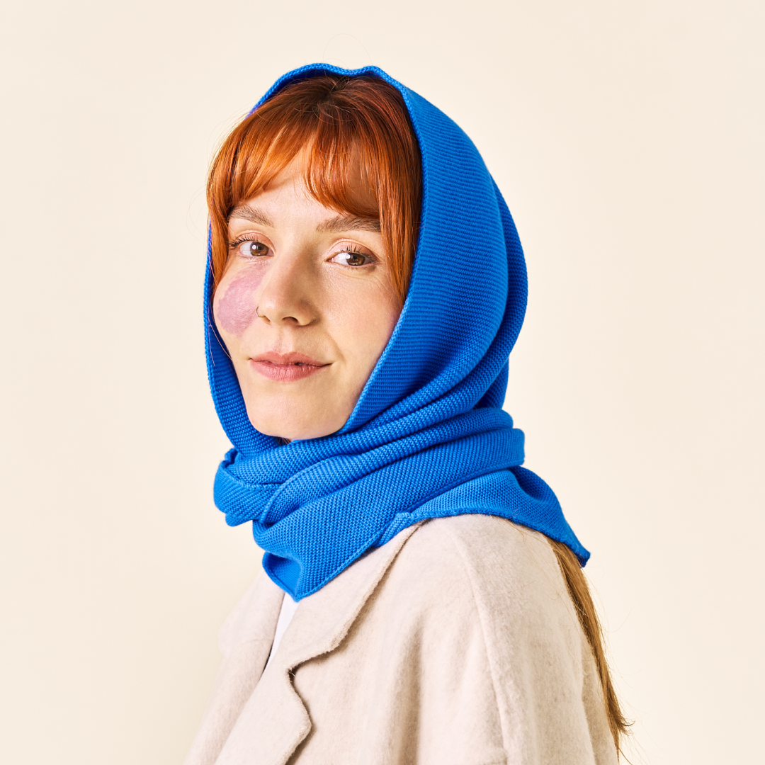Merino Wool Triangle Scarf in Royal Blue