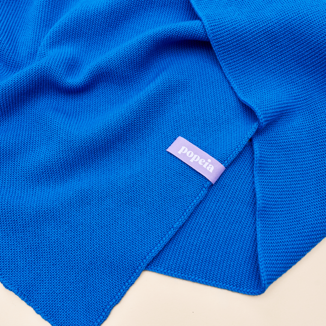 Merino Wool Triangle Scarf in Royal Blue